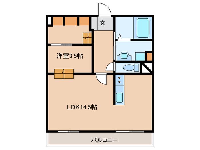 GRASIAS(1LDK/1階)の間取り写真