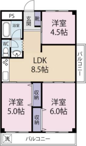 光マンション(3LDK/3階)の間取り写真