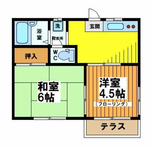 ヴィラ浜田山(2K/1階)の間取り写真