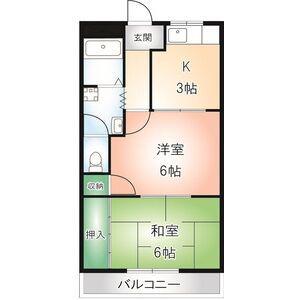 ヴィラ渡辺(2K/1階)の間取り写真