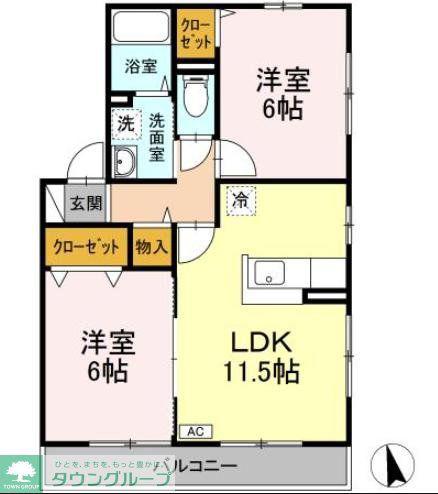 プリーマヴェールA(2LDK/1階)の間取り写真