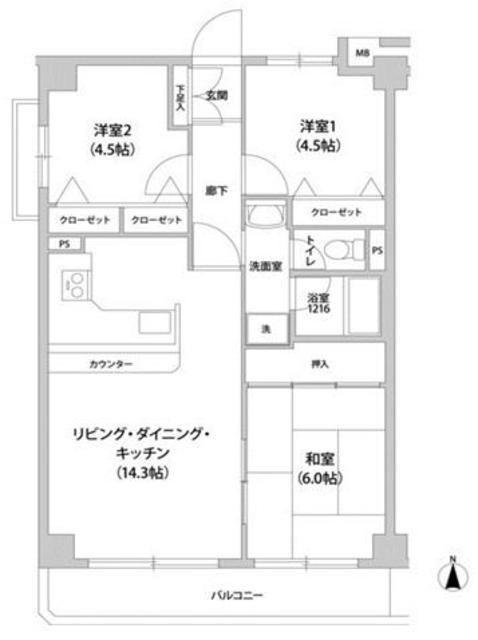マアヤ白鷺(3LDK/2階)の間取り写真