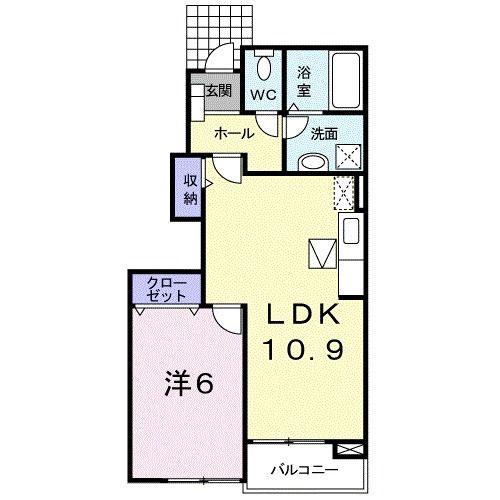 リップル I(1LDK/1階)の間取り写真