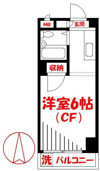 アーク境南町(1K/2階)の間取り写真