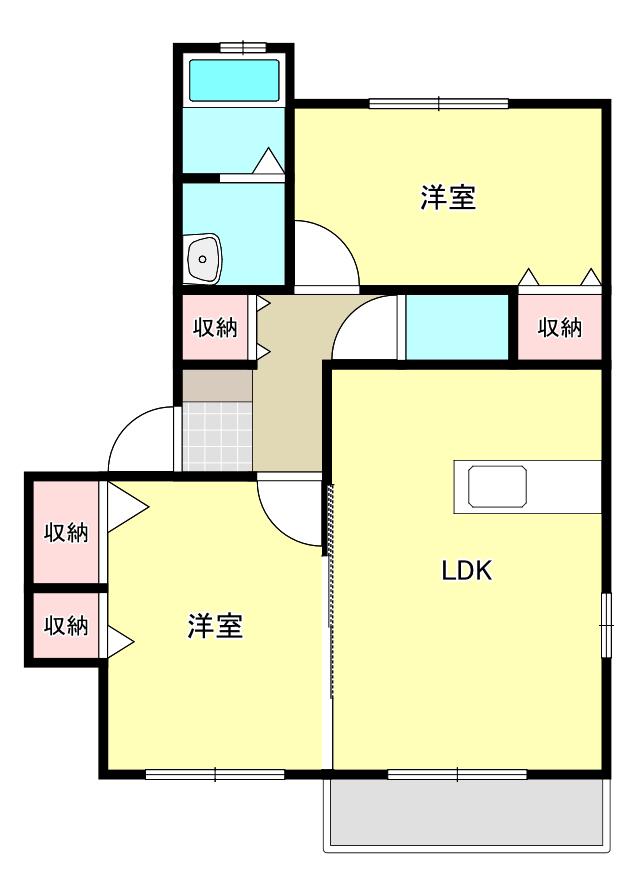 ドミール新白河 A棟(2LDK/1階)の間取り写真