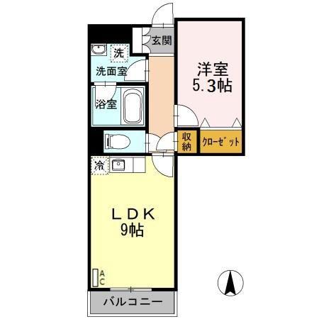 ロータス亀島(1LDK/8階)の間取り写真