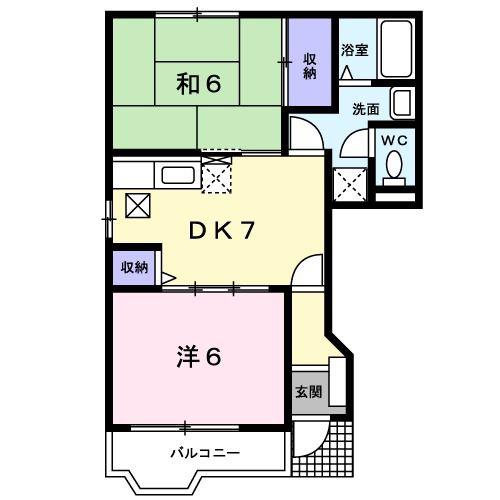 クレストールSHIGA(2DK/1階)の間取り写真