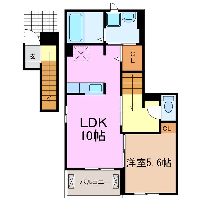 セレノ・K(1LDK/2階)の間取り写真