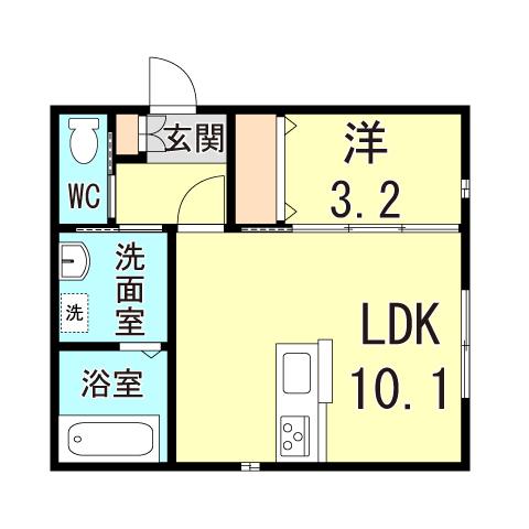 オリエンス(1LDK/1階)の間取り写真
