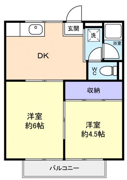 北ハイツ(2DK/2階)の間取り写真