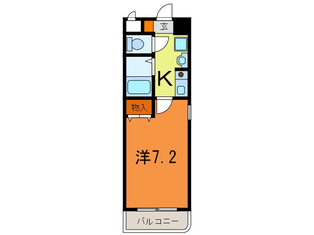 エスポワール三宮II(1K/8階)の間取り写真
