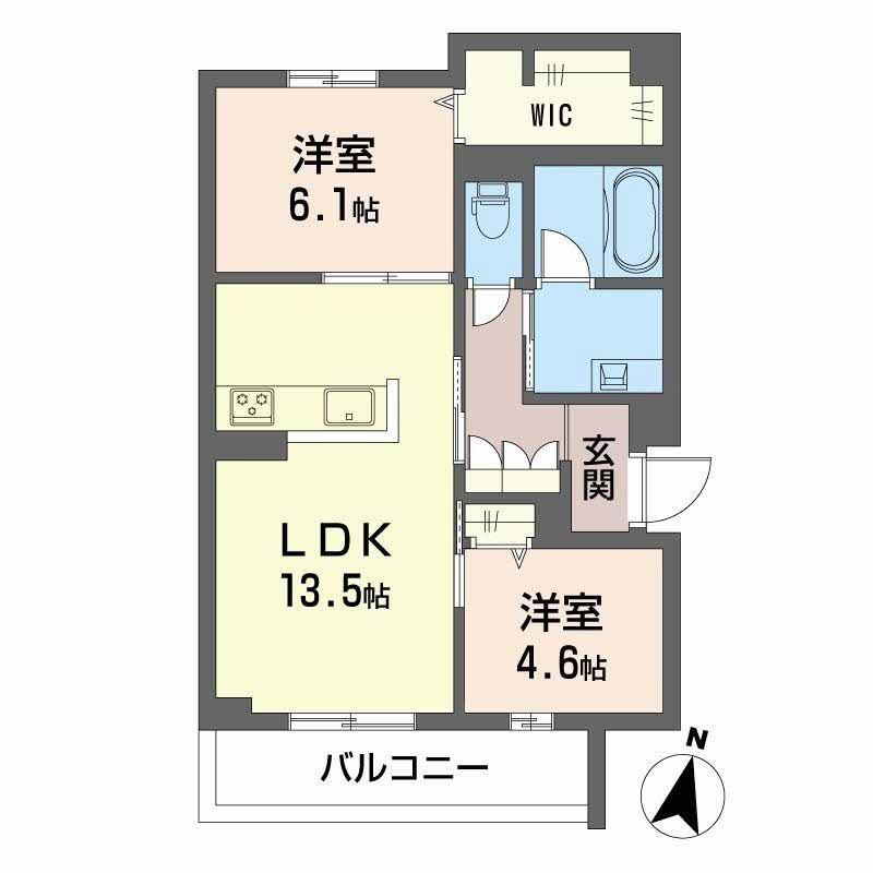 プライムフェルトII(2LDK/2階)の間取り写真