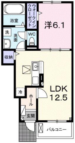 ネオブライツ1(1LDK/1階)の間取り写真