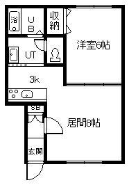 ヴァンクレールB(1LDK/1階)の間取り写真