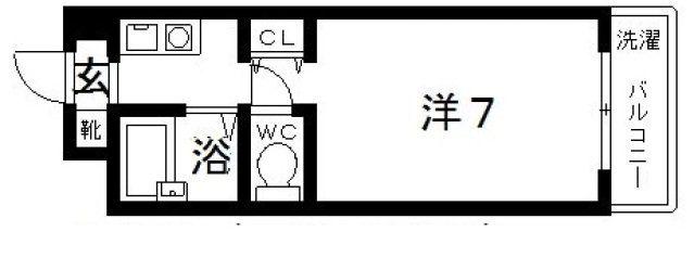 ライゼックス春日丘(ワンルーム/4階)の間取り写真