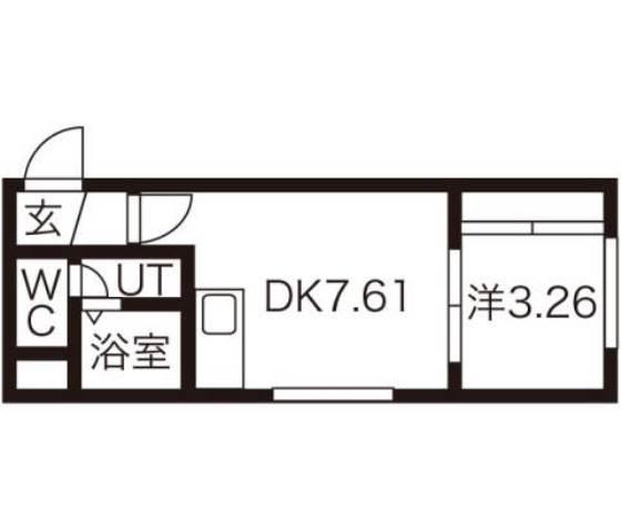 パスカル山の手(1DK/3階)の間取り写真