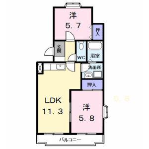 グリーンハイツはとり(2LDK/3階)の間取り写真