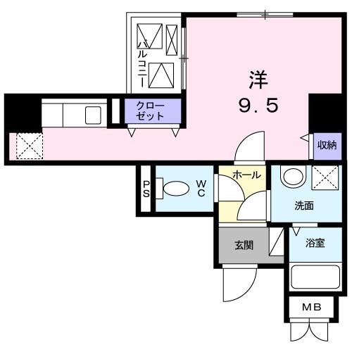 エトワール衣掛(1K/6階)の間取り写真
