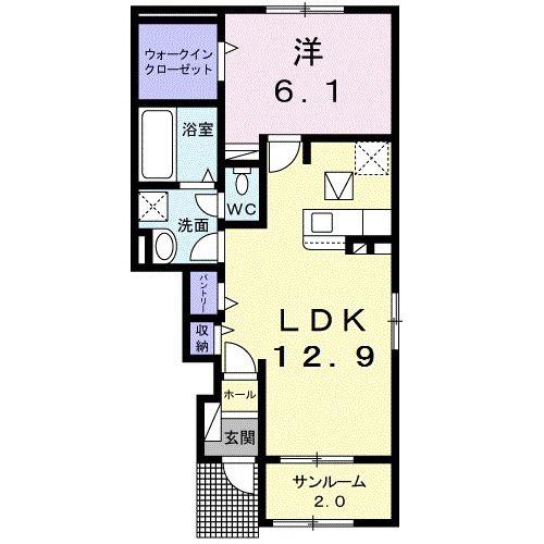 スエロ・レシデンシア(1LDK/1階)の間取り写真