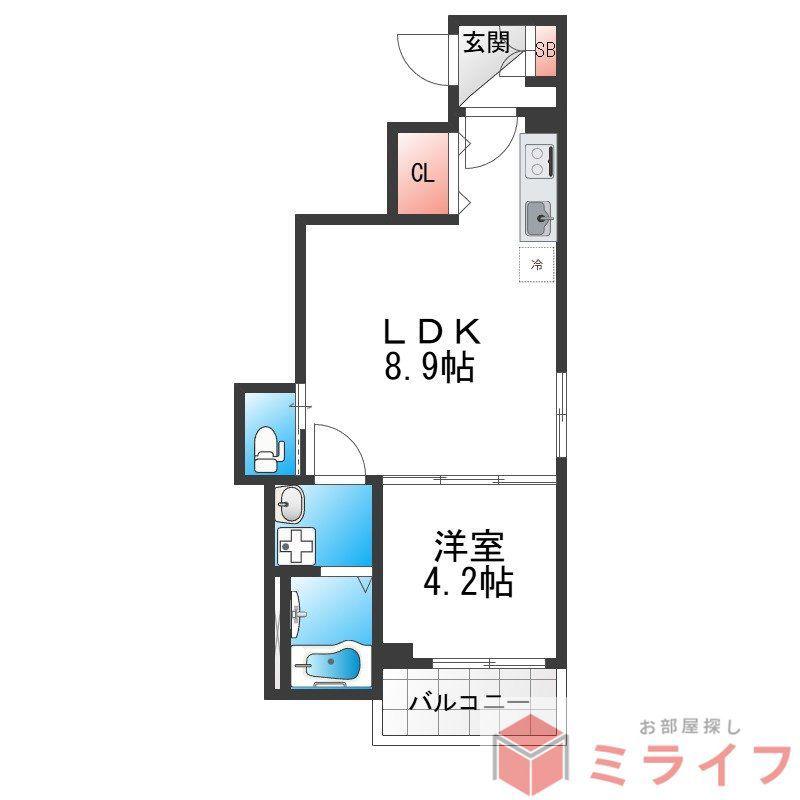 ウエストパーク(1LDK/1階)の間取り写真