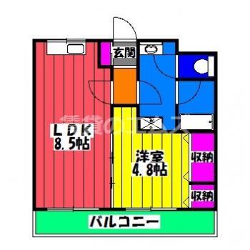 メゾン・デ・ボヌール(1LDK/2階)の間取り写真