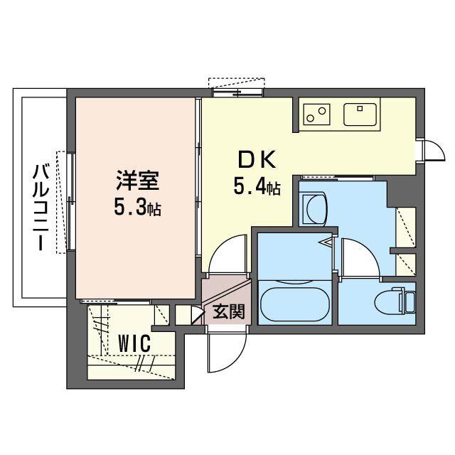 WELL-BEINGつるみ(1DK/2階)の間取り写真