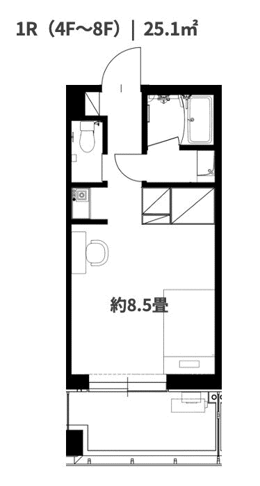 TRIAL HOUSE TAMESU(ワンルーム/6階)の間取り写真
