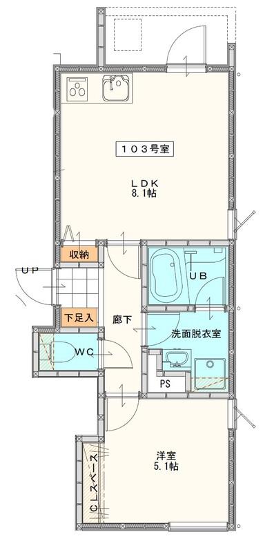 LA KASA野中町(1LDK/3階)の間取り写真