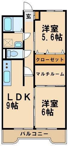 第2栄和ビル(2LDK/4階)の間取り写真