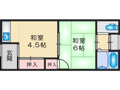平尾ハイツ(2K/1階)の間取り写真