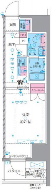 GENOVIA横浜石川町(1K/3階)の間取り写真