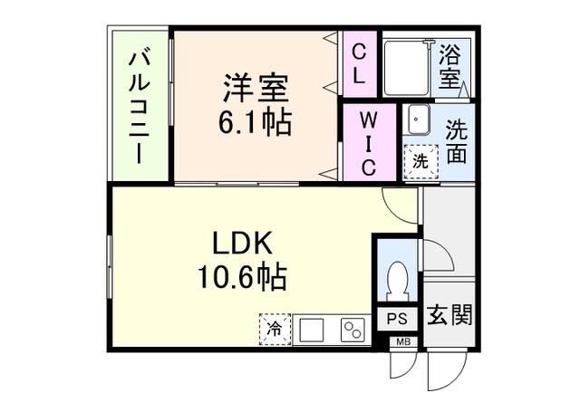 プライムメゾン・ソレイユ(1LDK/3階)の間取り写真