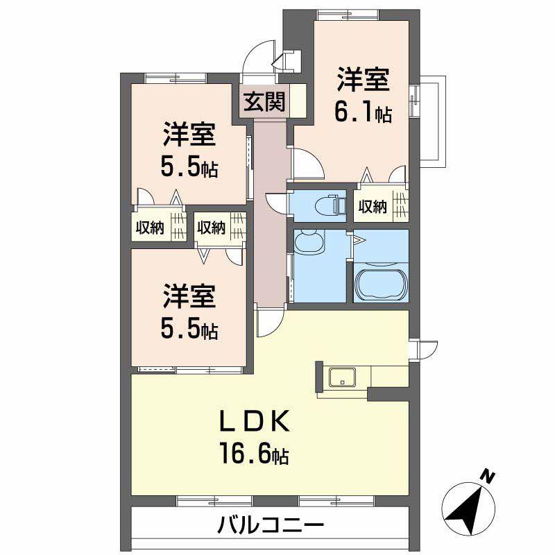 グランマスト観音寺新町(3LDK/3階)の間取り写真