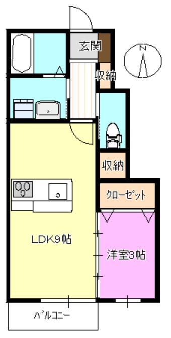サンビレッジ樅木(1LDK/1階)の間取り写真