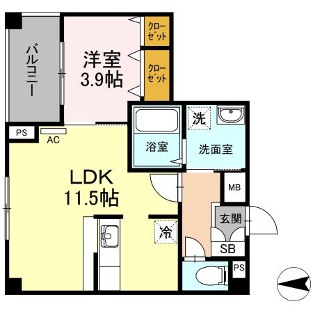 エスタシオンエムティー(1LDK/5階)の間取り写真