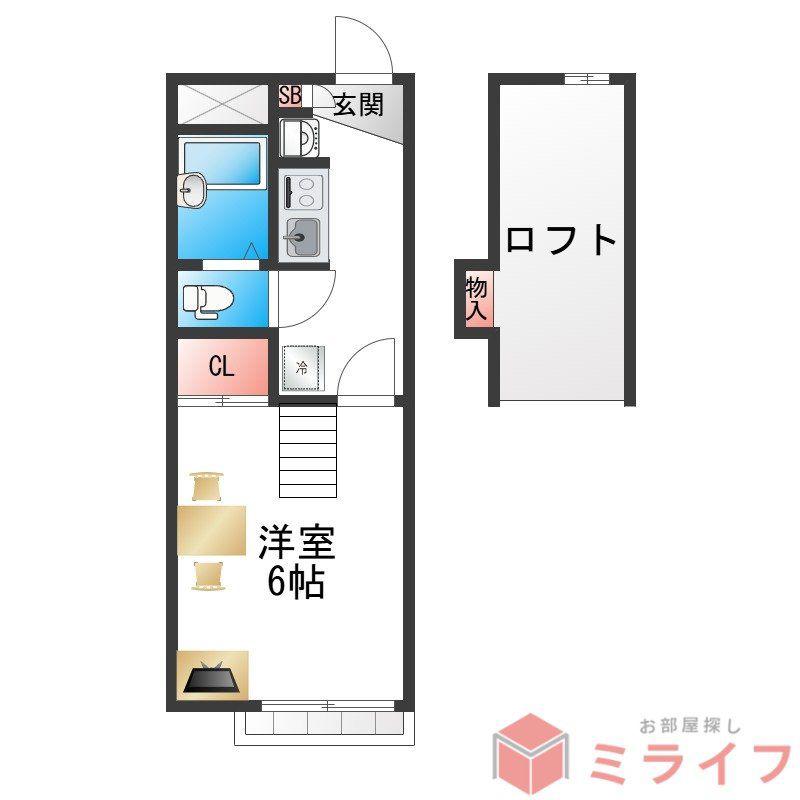 レオパレスSASA(1K/2階)の間取り写真