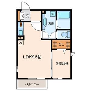 グランセレーノ(1LDK/2階)の間取り写真