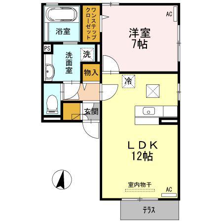 カーサマローンB(1LDK/1階)の間取り写真