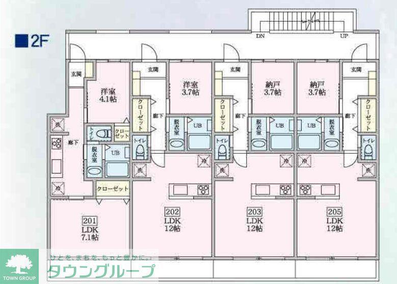 フロントフィールド9(1LDK/2階)の間取り写真
