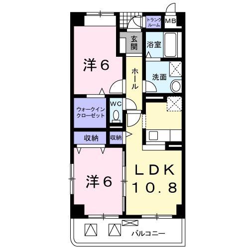 レジデンスアクア(2LDK/2階)の間取り写真