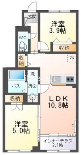 COMFORT LUMINOUS(2LDK/1階)の間取り写真