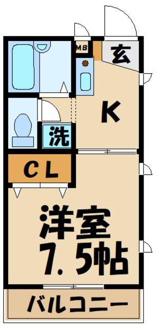 トレヴィ粕谷(1K/1階)の間取り写真