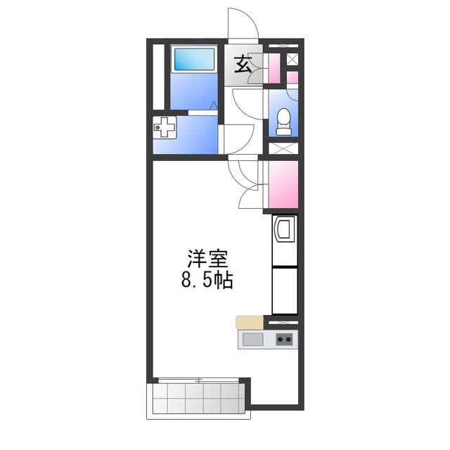 ミランダサウス VIEW(1K/1階)の間取り写真