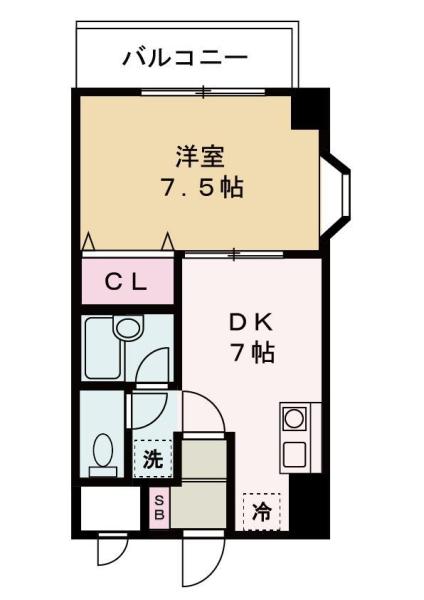 アルコ・ラ・カーサ佃町(1DK/2階)の間取り写真