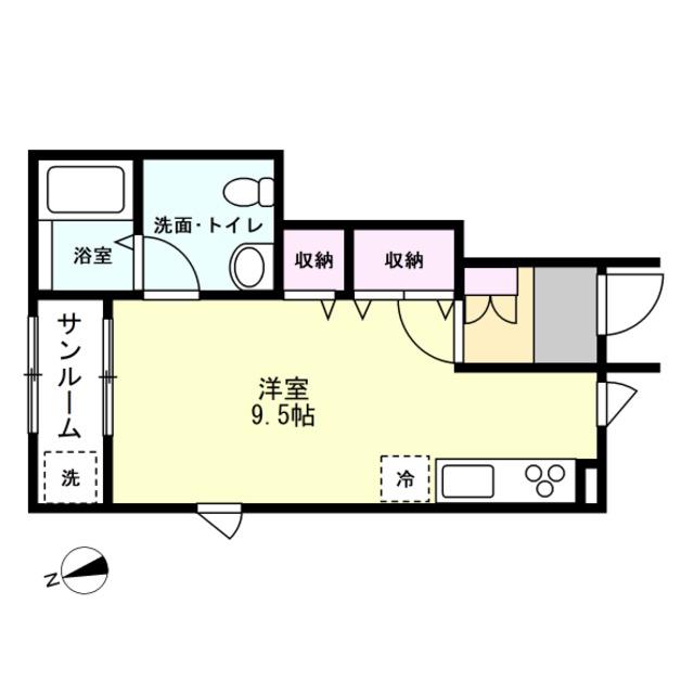REVEI(ワンルーム/1階)の間取り写真