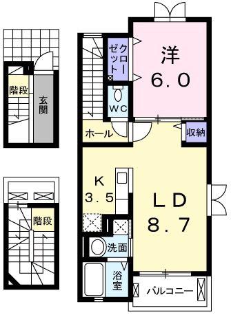ルレエシャトーII(1LDK/3階)の間取り写真