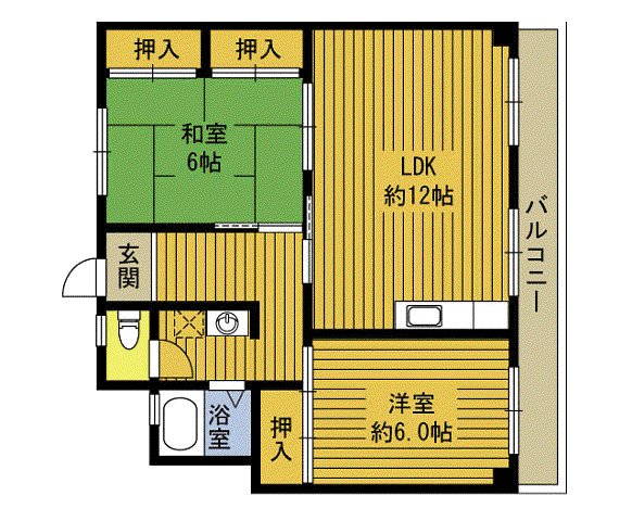 佐伯 ビル(2LDK/6階)の間取り写真