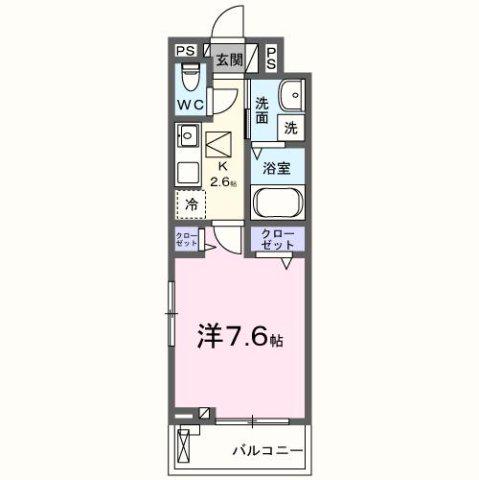 レッドパイン(1K/1階)の間取り写真