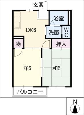 フレグランス瑞穂(2DK/1階)の間取り写真