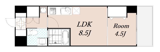LA CASA新北野(1LDK/6階)の間取り写真
